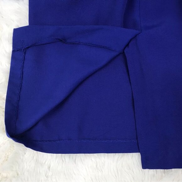 VINTAGE 80s Royal Blue Golden Girls Dress Big Cape Collar Long Sleeves Size 6 - Picture 6 of 12